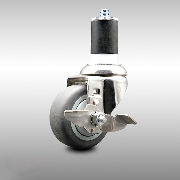 Service Caster 3 Inch 316SS Thermoplastic Rubber Swivel 1-3/4 Inch Expanding Stem Caster Brake SCC-SS316EX20S314-TPRB-TLB-134 - main